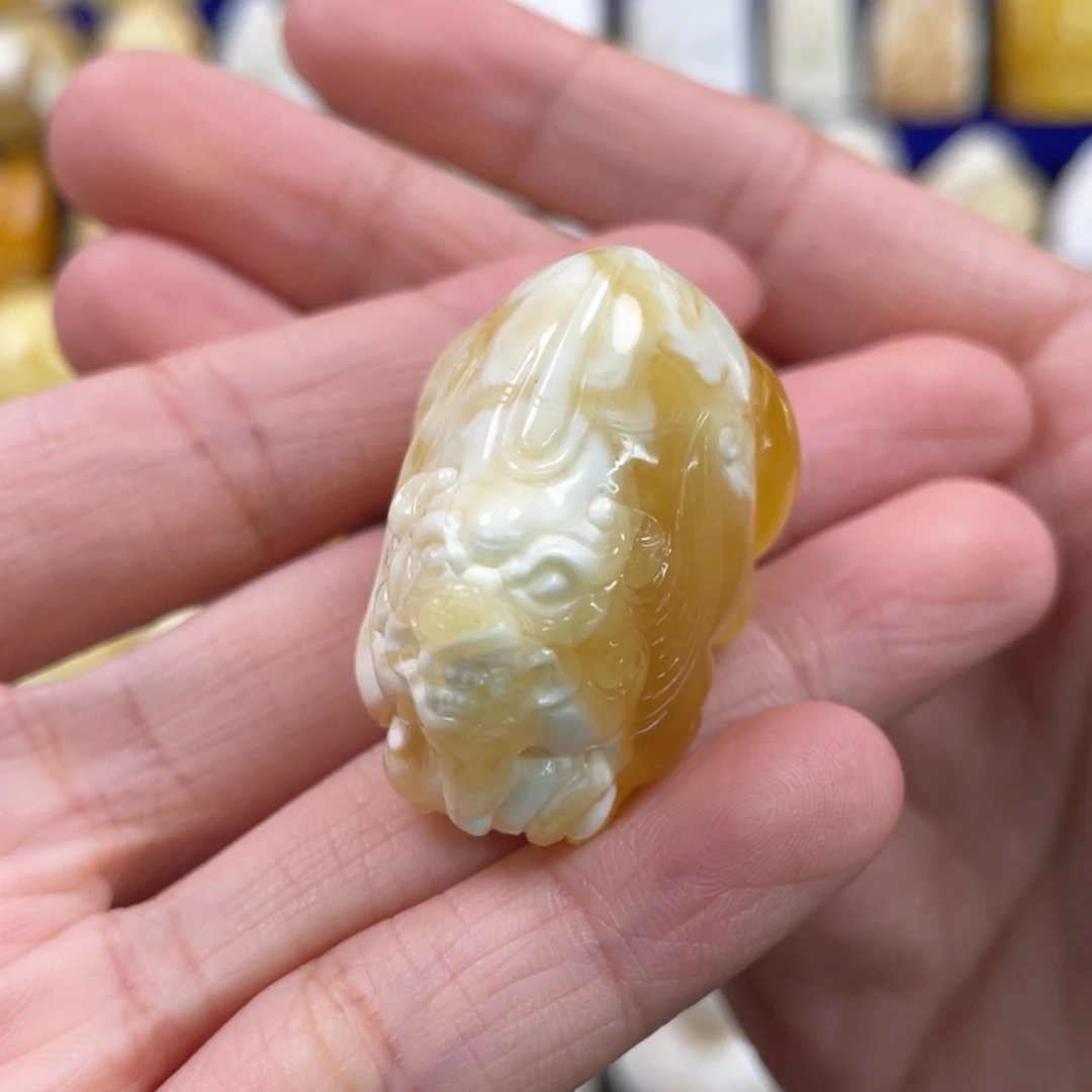 蜜蜡裸石未镶嵌琥珀蜜蜡貔貅吊坠