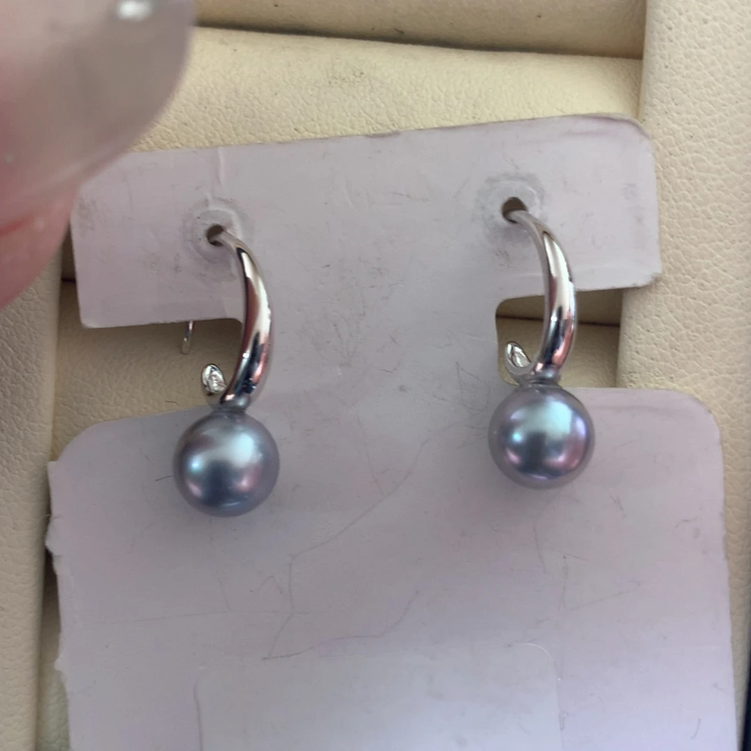 银S925镶嵌耳饰海水珍珠