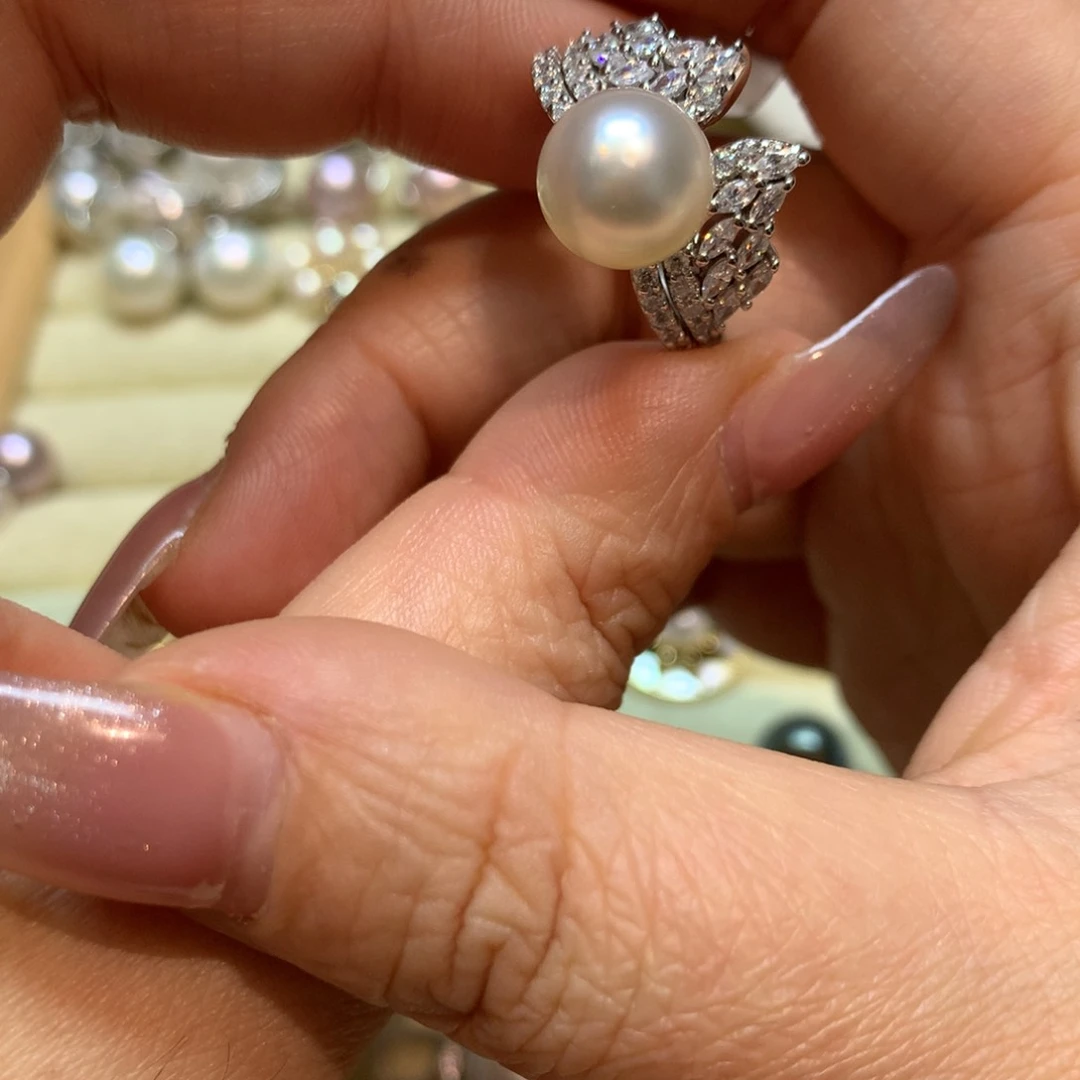 海水珍珠戒指银S925镶嵌
