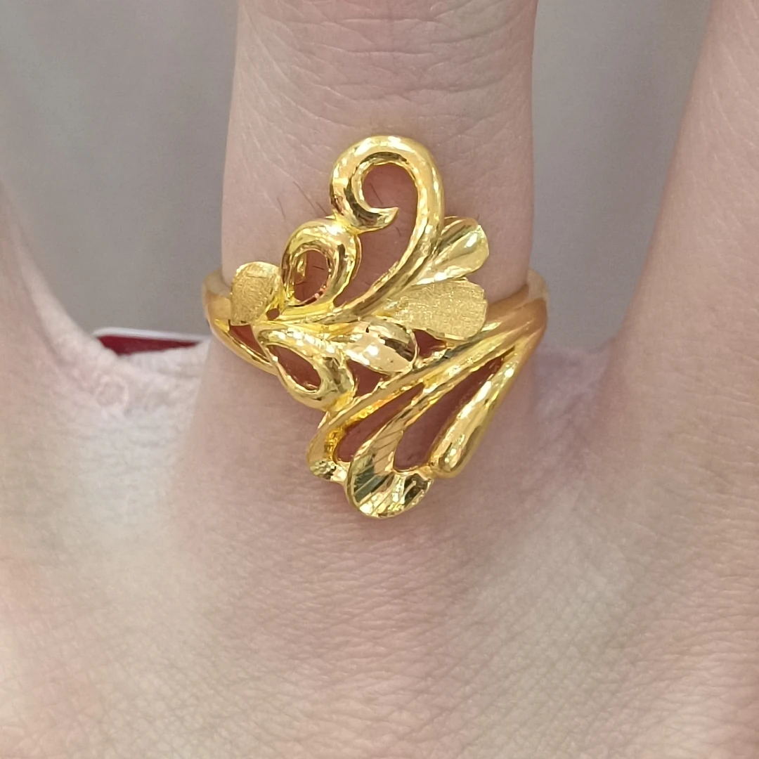 足金999黄金戒指4.88克正品纯黄金凤尾女戒实心活口精品女式戒指