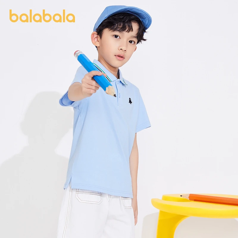 巴拉巴拉男童t恤夏装短袖中大童polo衫打底上衣凉感亲肤运动时尚
