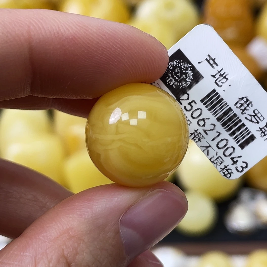 蜜蜡未镶嵌珠宝奇石17.5mm黄白浓蜡妖花 瑕