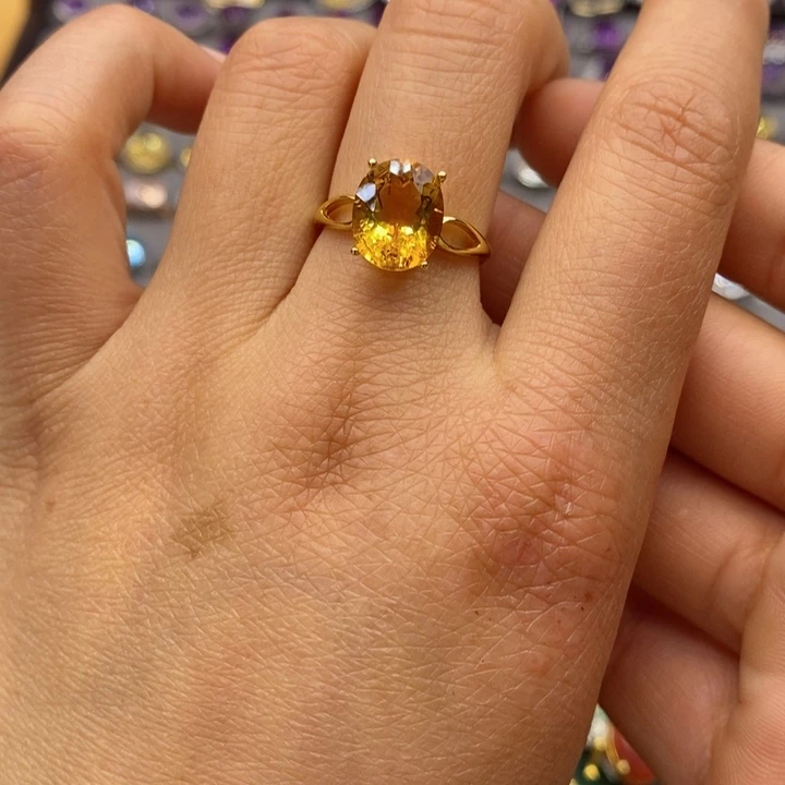 水晶戒指银S925镶嵌天然水晶戒指