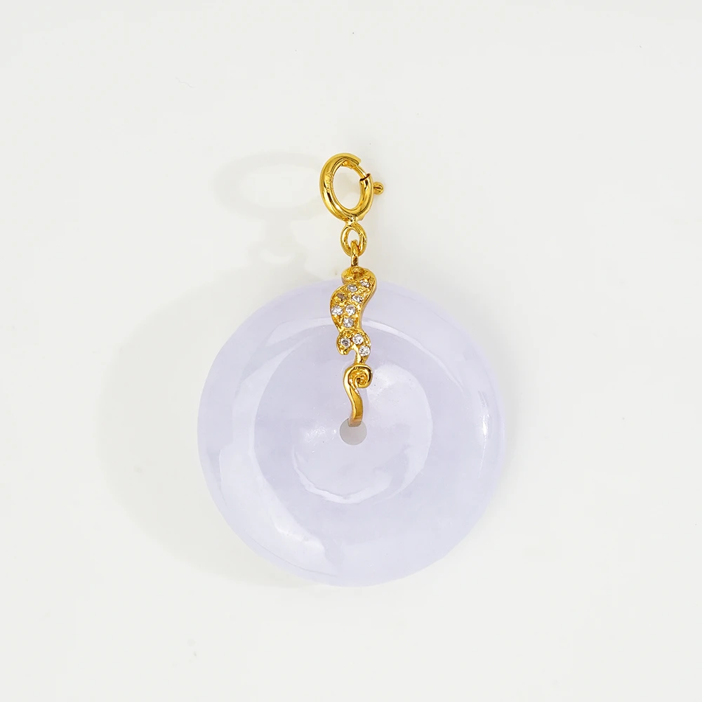 18K钻石紫罗兰翡翠平安扣吊坠44821