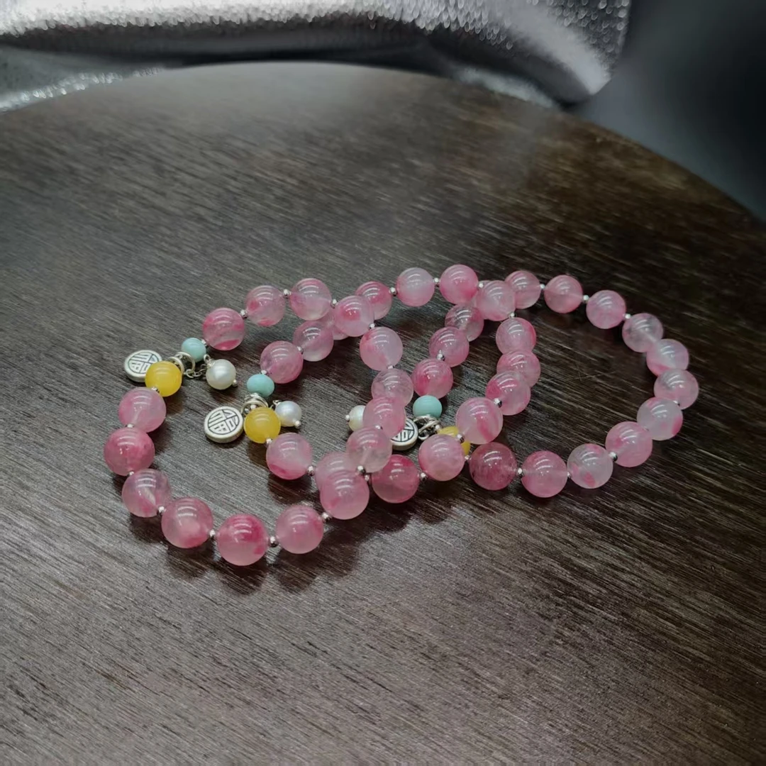 硕夏天然蔷薇辉10-11mm设计款手链多样性发其一SX0858