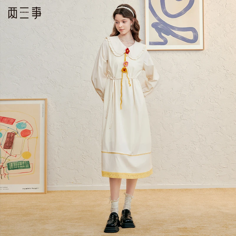 【芋总专属】两三事春朝夜归立体勾花装饰蕾丝连衣裙S25CLY275