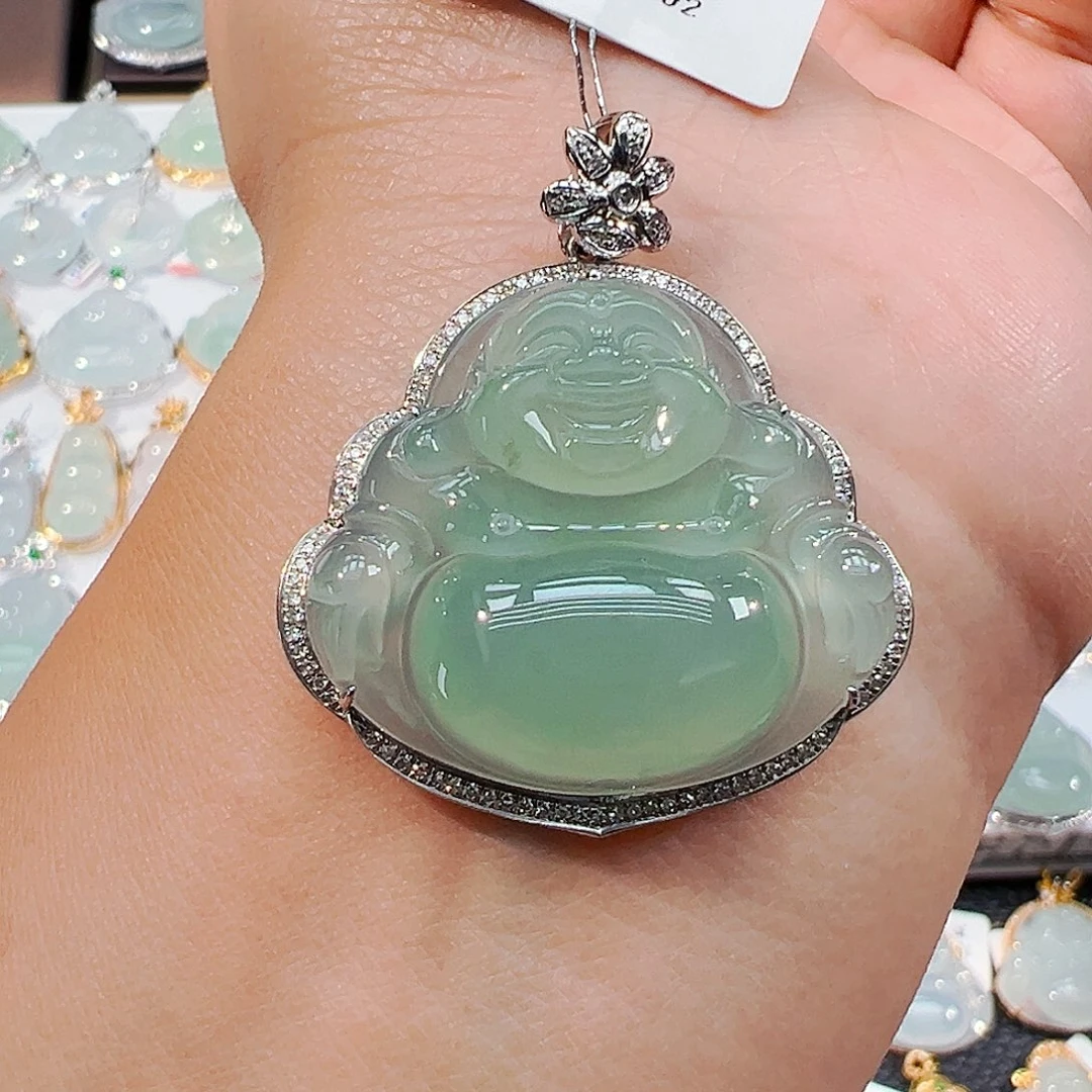 吊坠(不含链)18K金镶嵌翡翠佛公
