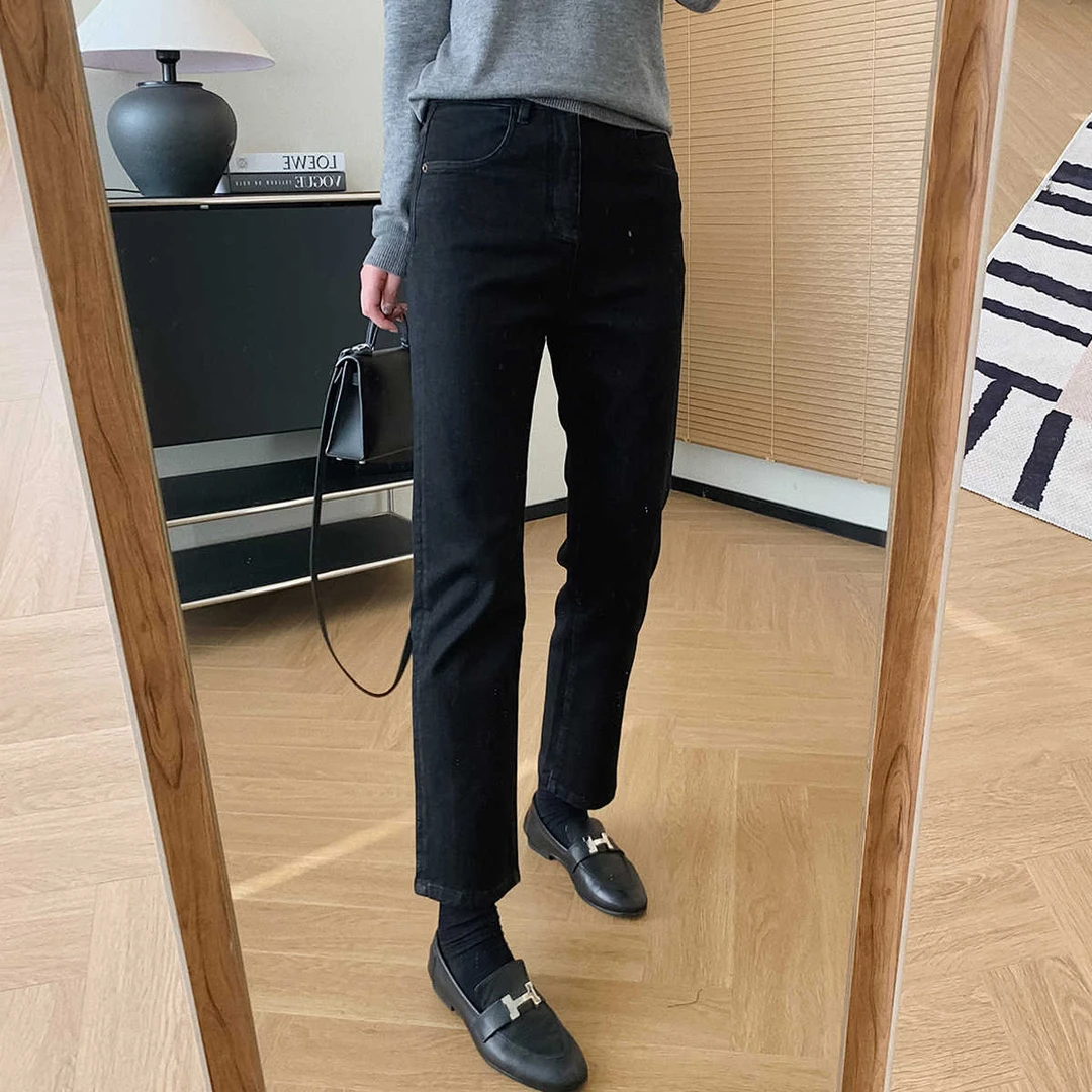 大叮自制清仓 黑科技锁温！高弹莱卡桑蚕丝德绒直筒牛仔裤！K1550