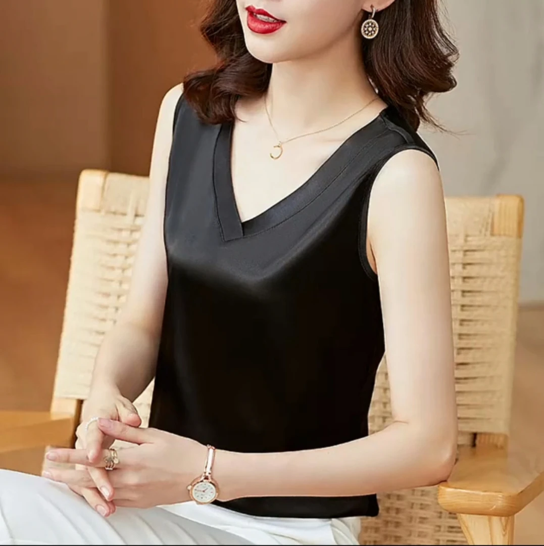 【鹊喜】2025打底新中式背心夏季新款中年女装宽松显瘦纯色两面上衣