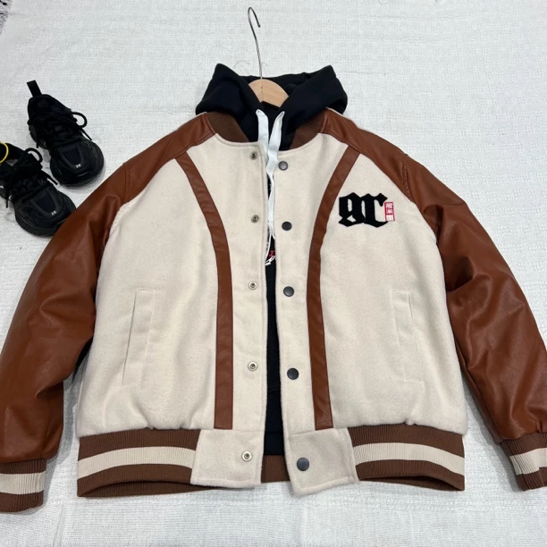 22500高端童装潮牌青少年夹棉呢子棒球服外套W3