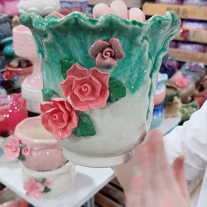 有孔.凑单10元陶瓷花盆发货！