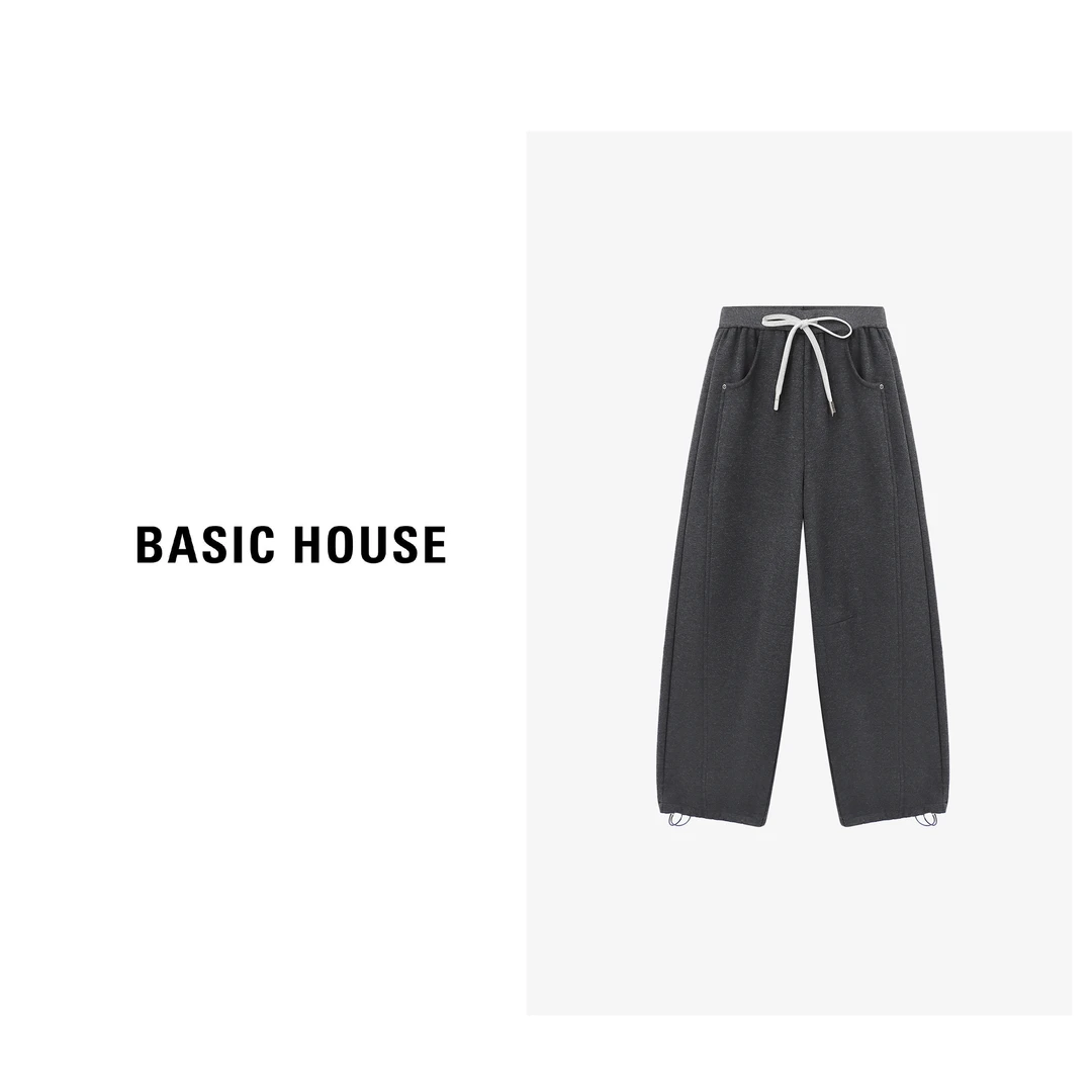 Basic House/百家好秋冬新款简约百搭抽绳束口休闲裤-B0625B5PQU2