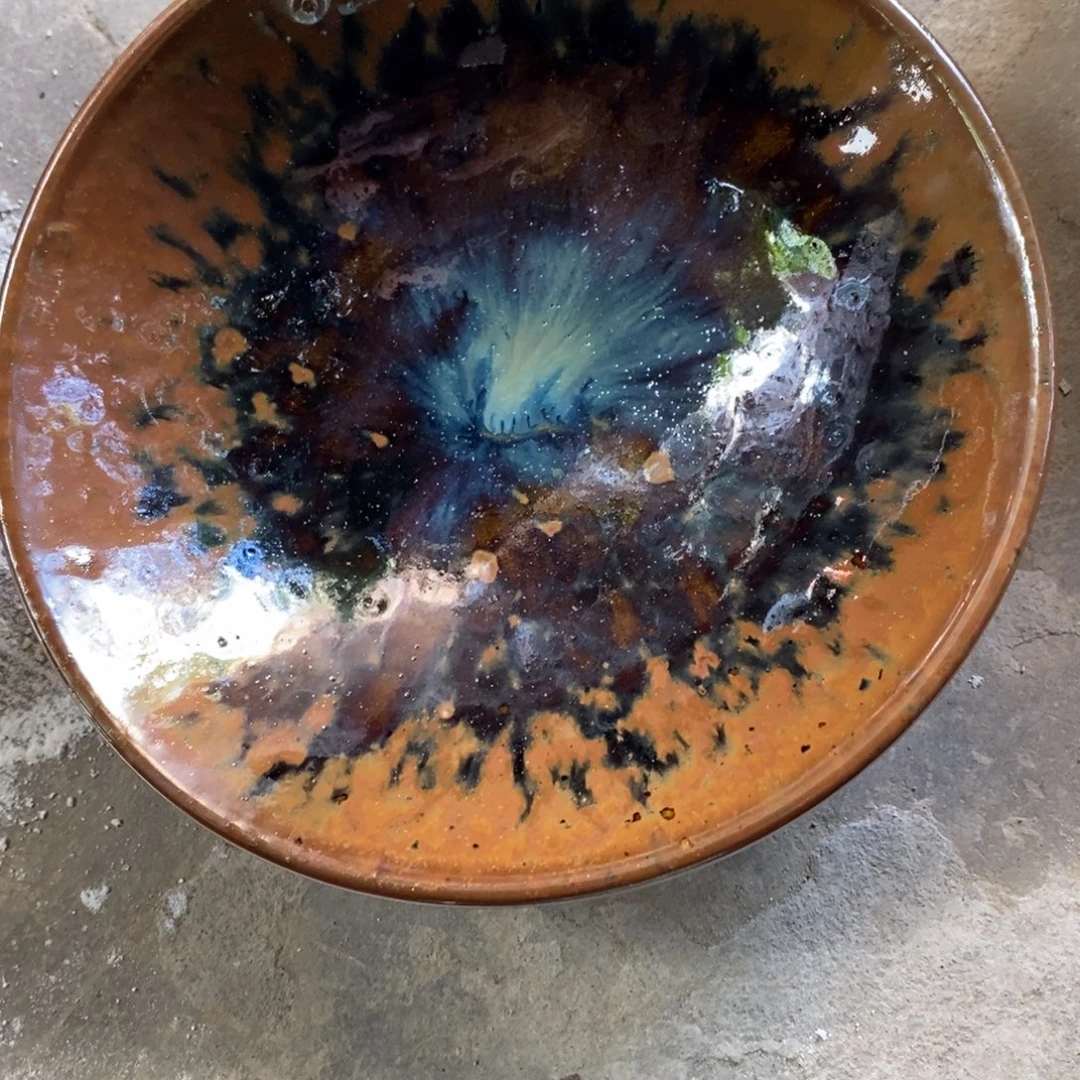 清***风浪鬼柴烧 釉鬼柴烧 盘