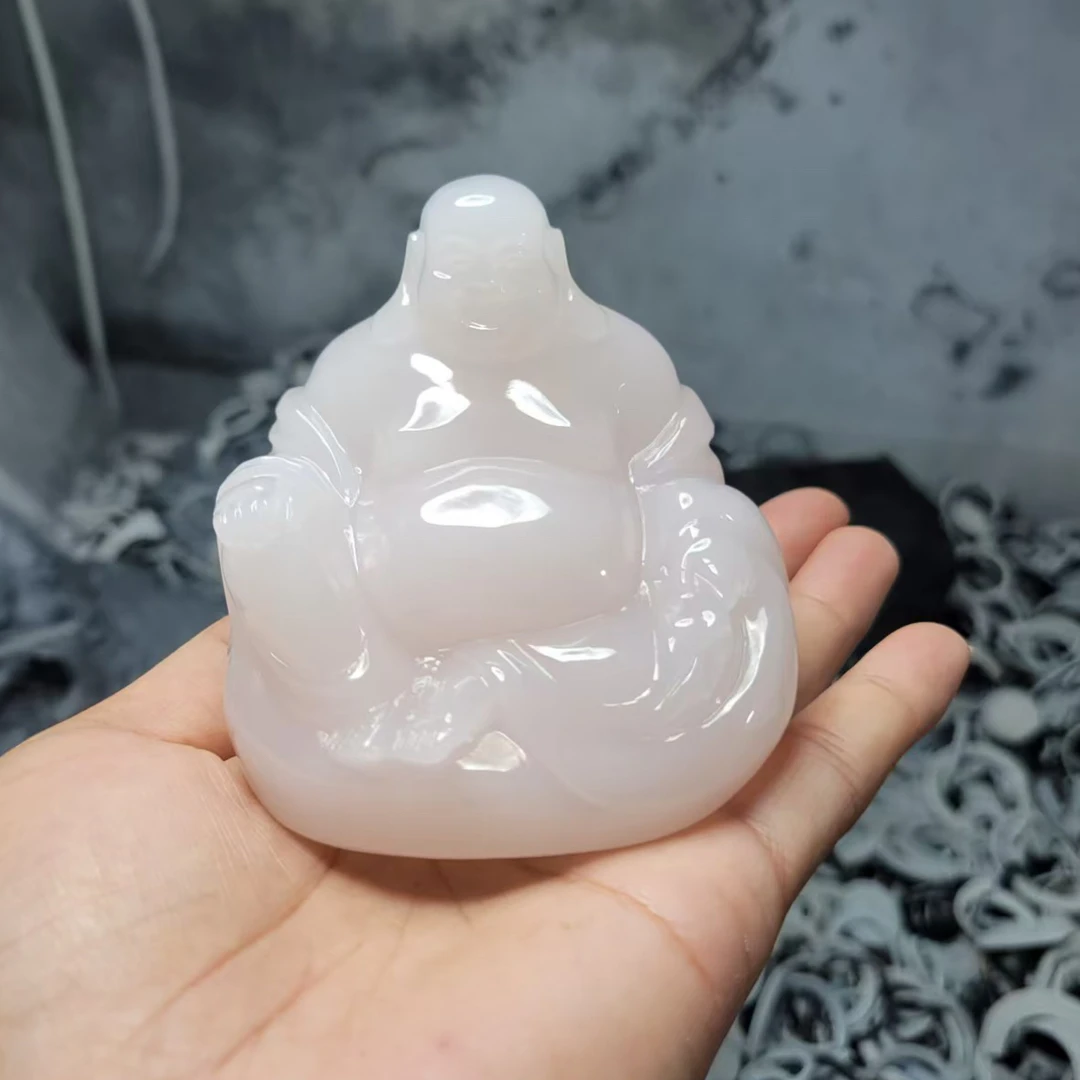 伊朗玉弥勒佛挂件温润细腻纯手工雕琢精品