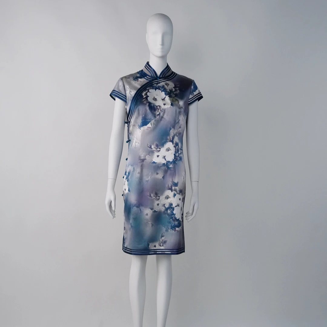 懿菲YF18261226-1647水月青花|夏季传统工艺新中式立领印花