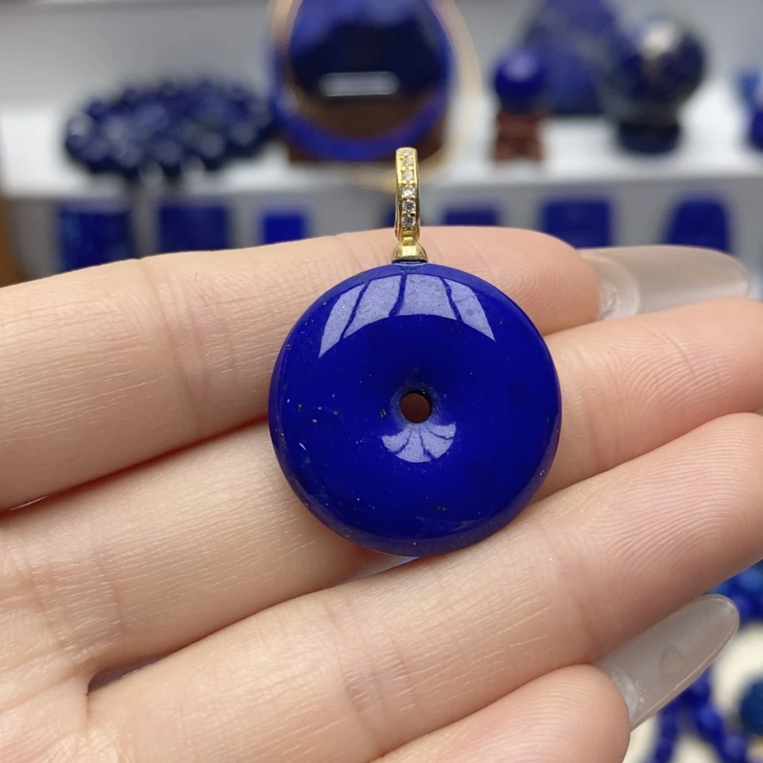 青金石银S925镀金镶嵌颈饰