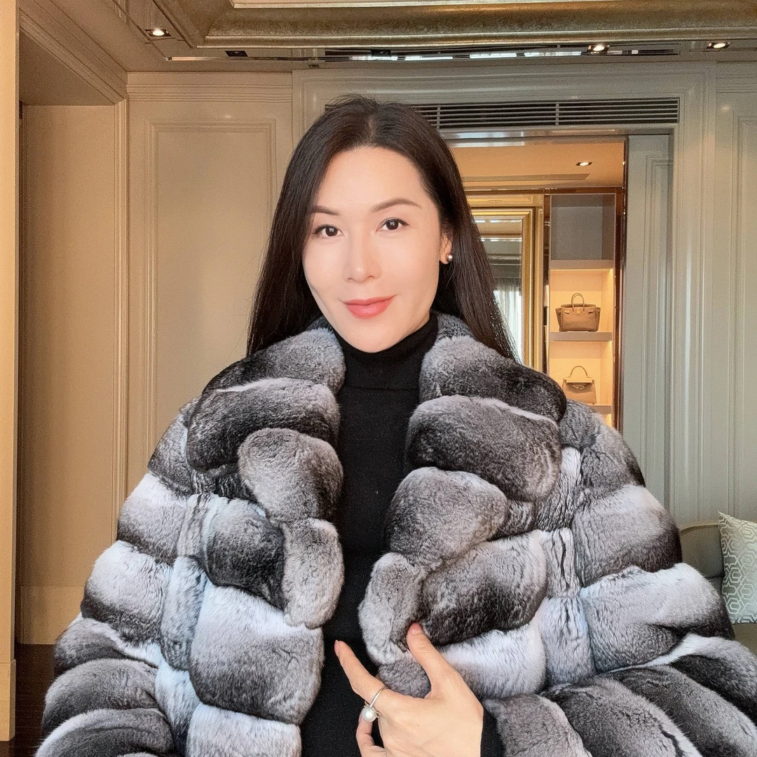 【高奢龙猫】皇冠3XD奢华龙猫翻领皮草外套CD2168335