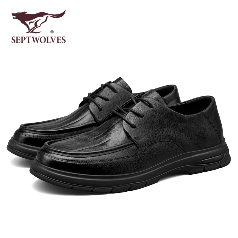 七匹狼正品男鞋秋季2025新款商务休闲皮鞋男英伦风软底爸爸正装鞋