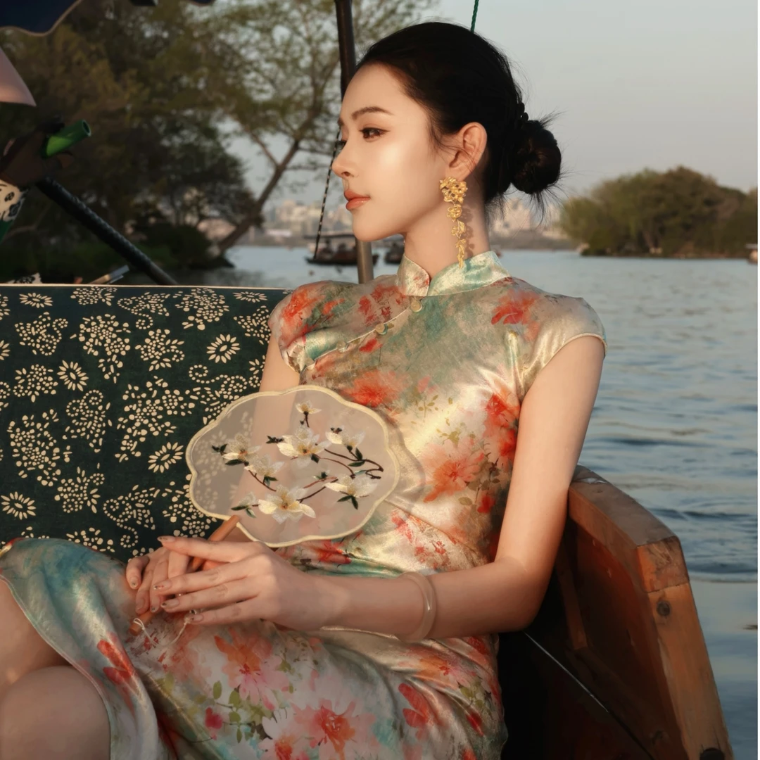 Jiangyining海棠绝美旗袍2025新款夏季新中式国风少女改良连衣裙