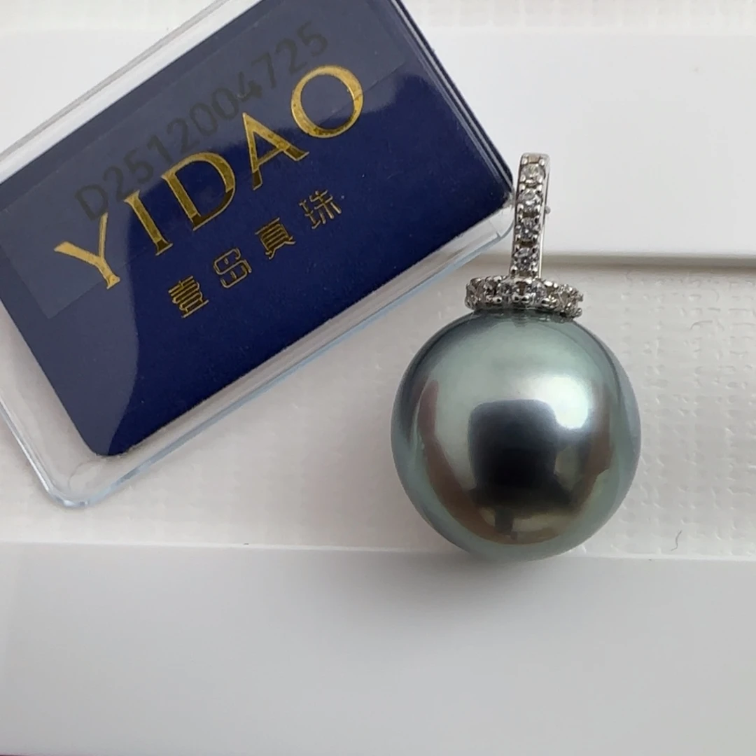 海水珍珠银S925镶嵌颈饰大溪地11-12吊坠