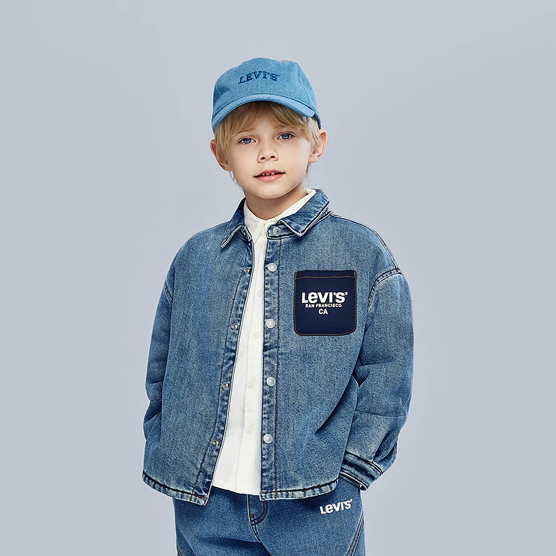 【官方旗舰】Levi's李维斯秋冬男女童装牛仔质感巴恩风棉服外套P838