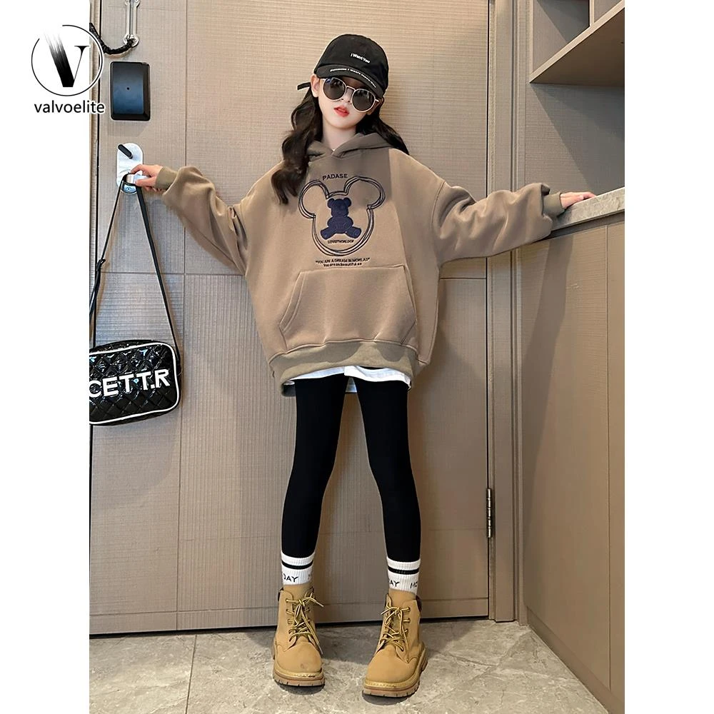 VALVOELITE女童休闲卫衣2025新款春秋款初中生连帽衣服洋气上衣潮