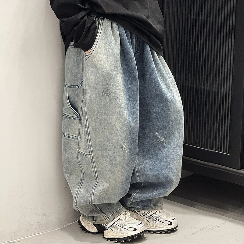 男童牛仔裤秋装2025新款儿童春秋款裤子休闲宽松男孩秋季直筒长裤