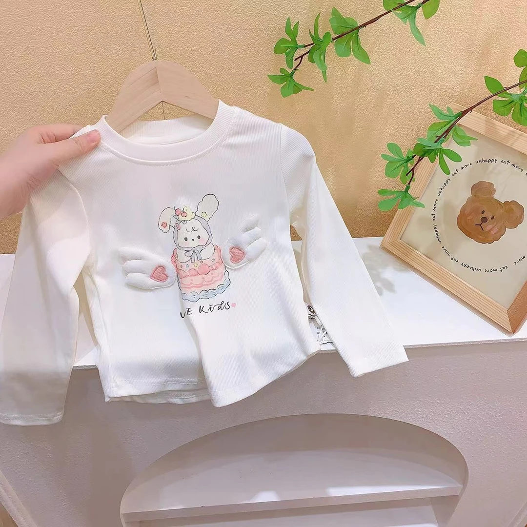 女童白色卡通翅膀上衣（YX-262102-春秋）