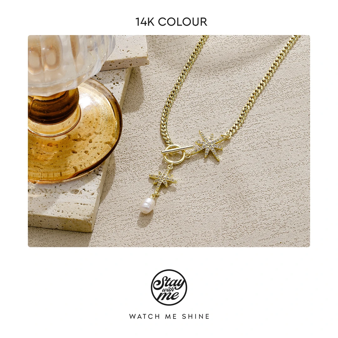 STAY WITH ME 铜合金合成锆石项链 小众设计N1337项链