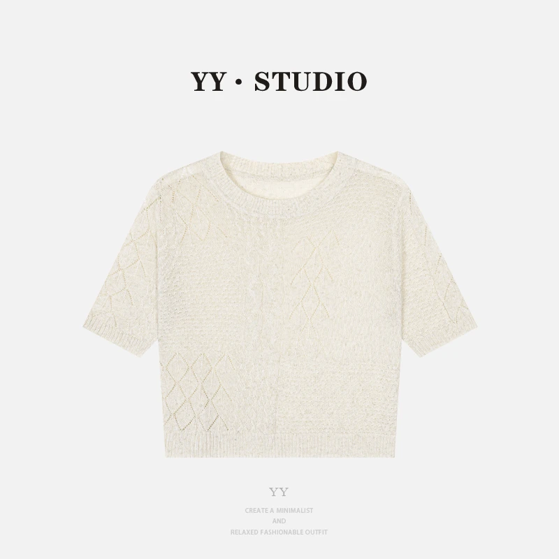 【YANYAN】夏季薄款镂空柳叶花纹短袖YY-8024
