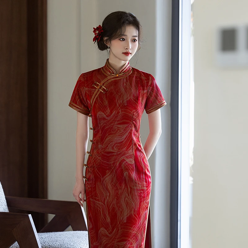 高端新中式旗袍绝美民国风2025新款夏装老上海晚礼服日常可穿长裙