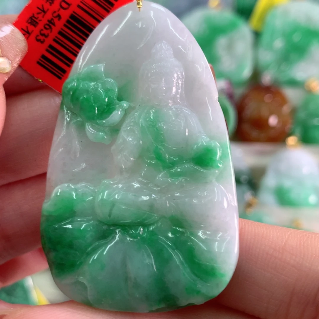 翡翠吊坠(不含链)18K金镶嵌