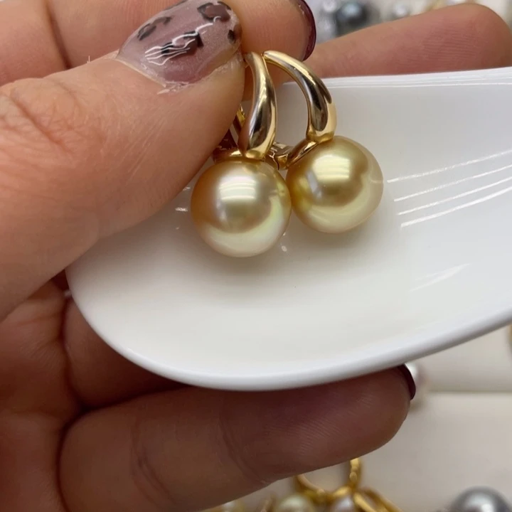 海水珍珠耳饰银S925镶嵌