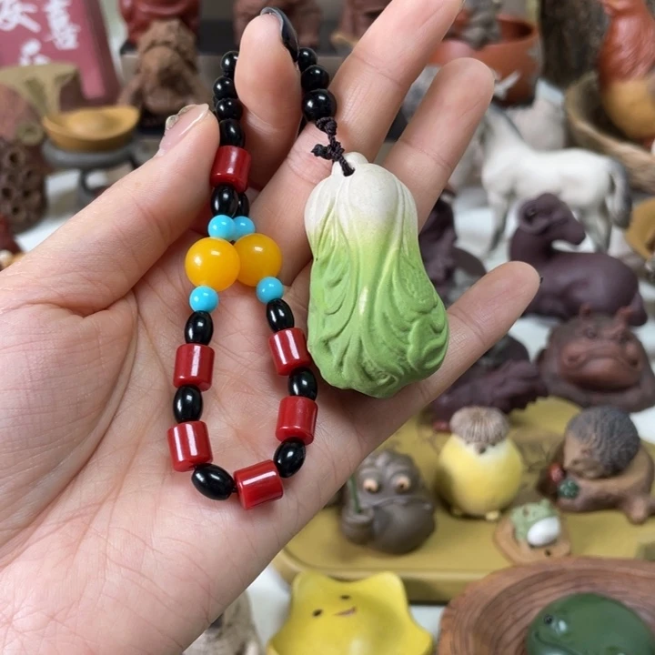 茶宠紫砂紫砂白菜手把件