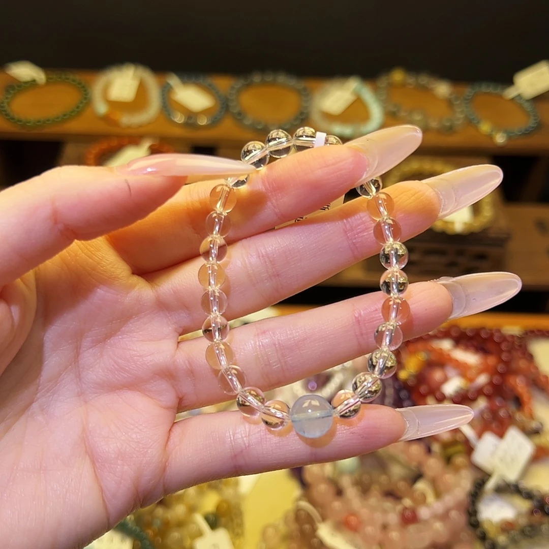 水晶手链银S925镶嵌白6806