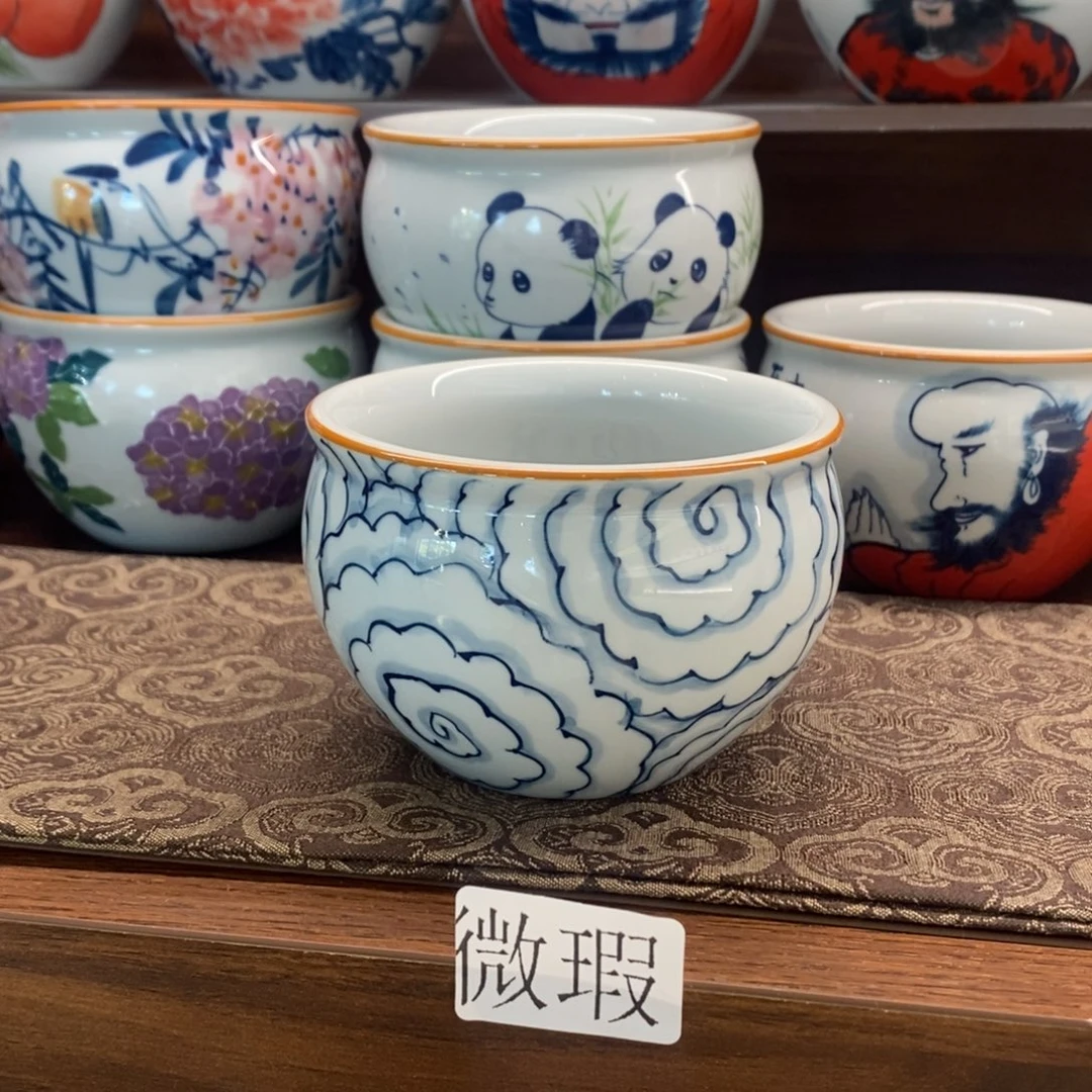 釉下手绘茶具微瑕手工绘制