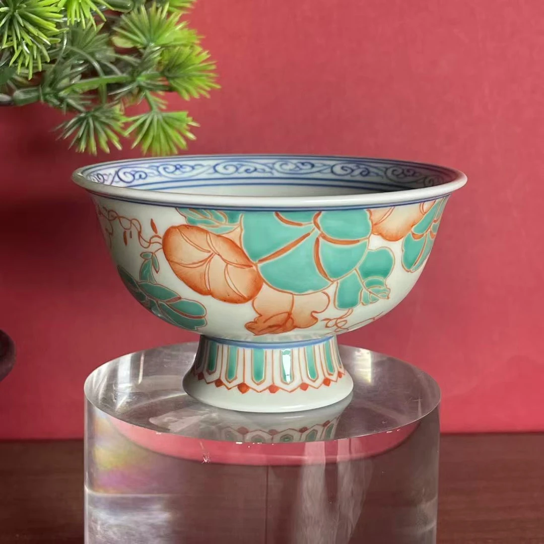 雨溪 牵牛花高足杯 00081