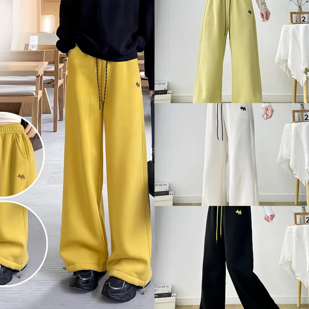 阔腿裤H.5006两穿抽绳直筒休闲百搭显瘦高腰长款