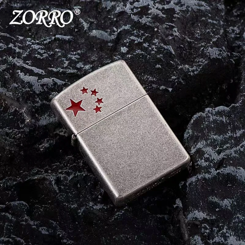 ZORRO佐罗五星煤油打火机男复古老式砂轮纯铜红星防风送男友高档