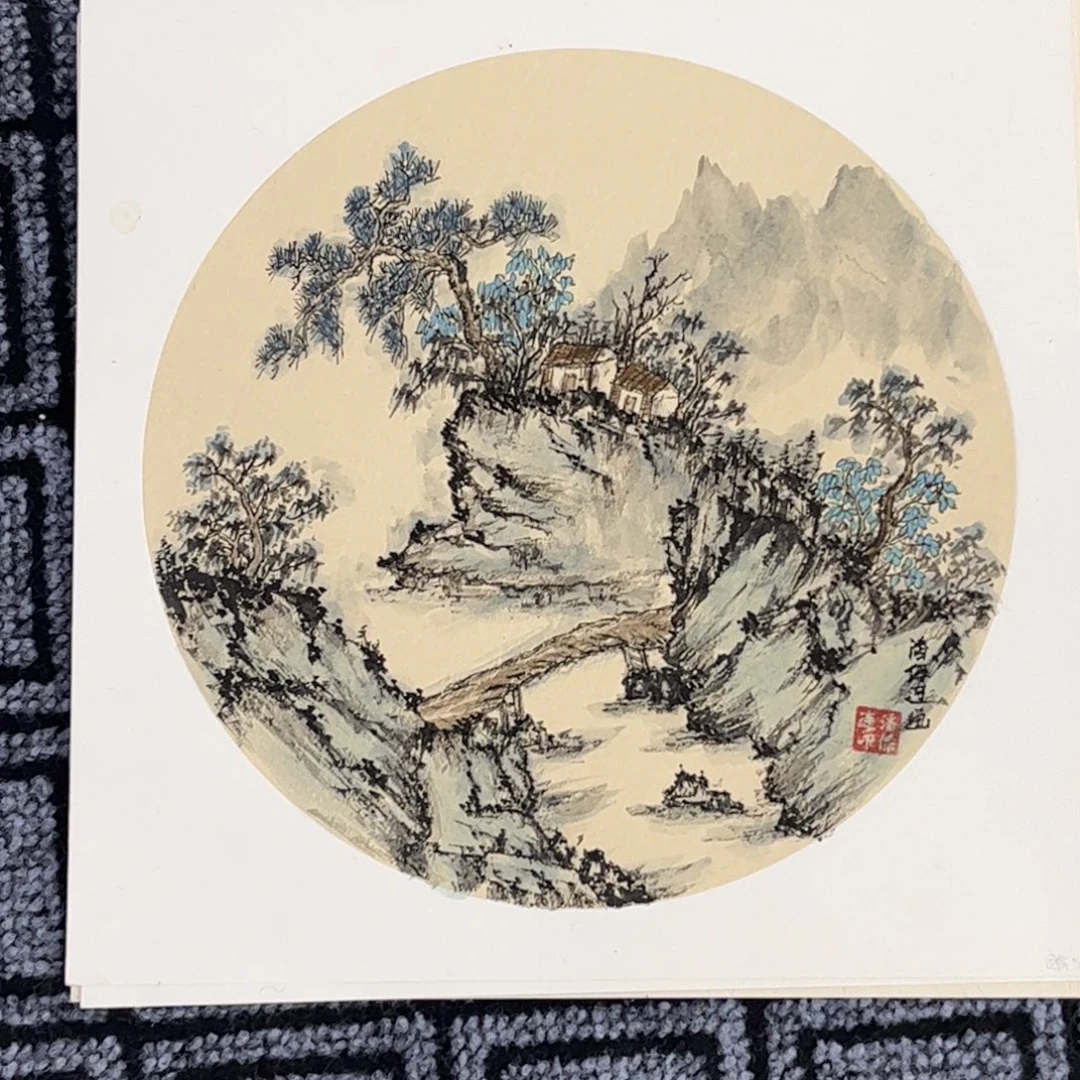 国画硬卡山水作品m