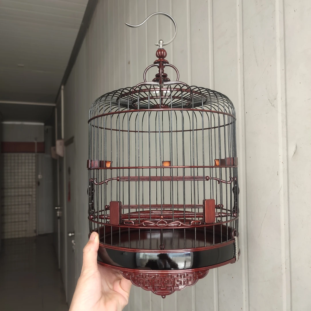 高档52/56枝24/26正装黑枝生漆圆形万字脚绣眼黑白清远鸟笼广笼