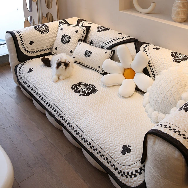 积屋玫瑰白塔沙发垫布艺四季通用简约网红沙发垫ins风四季通用巾