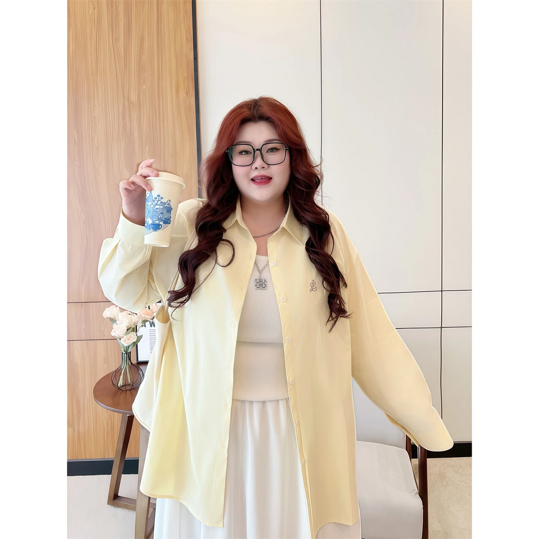 枫糖沼泽 / 日系休闲慵懒风刺绣衬衫14214花契大码200斤胖mm百搭