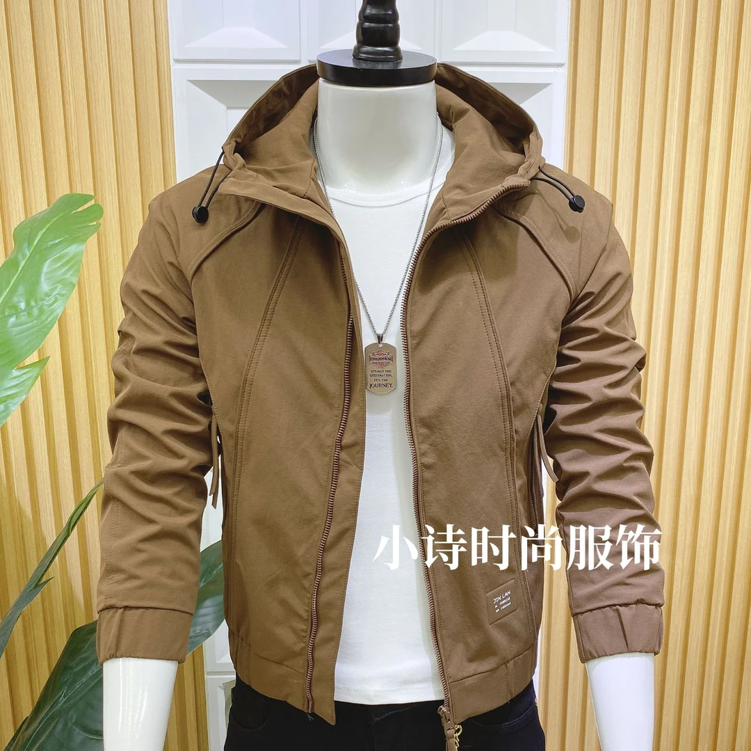 秋季新款男士外套夹克2025时尚休闲百搭连帽春秋潮流简约帅气外衣