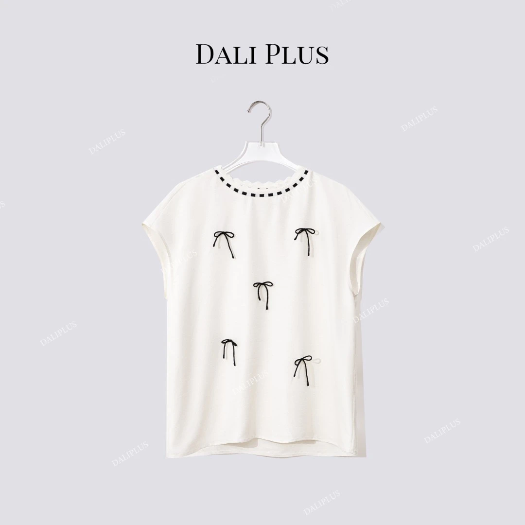 DALI PLUS“20姆米娟丝绉100桑蚕丝”蝴蝶结衬衫-D5BL1099