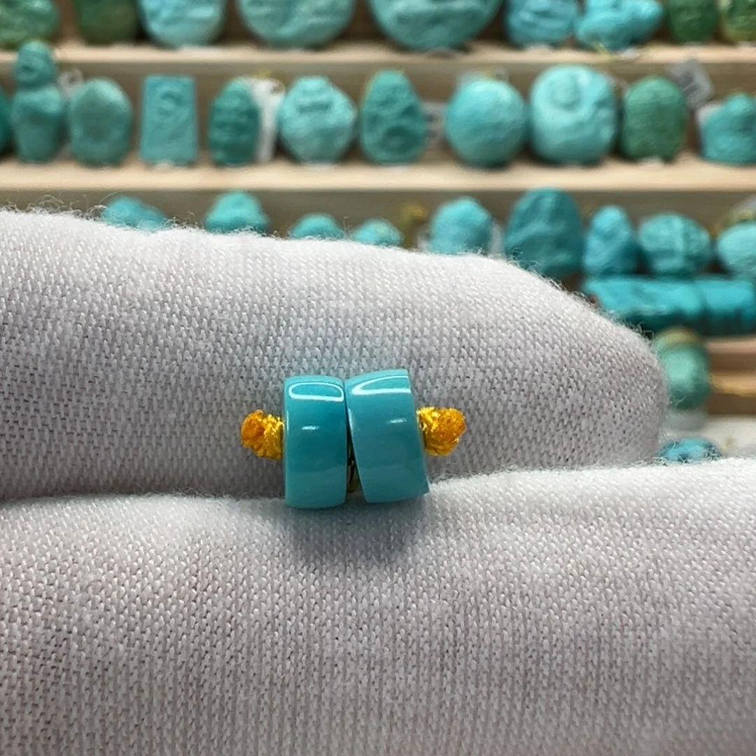 未镶嵌绿松石直切对珠 7x3.3mm