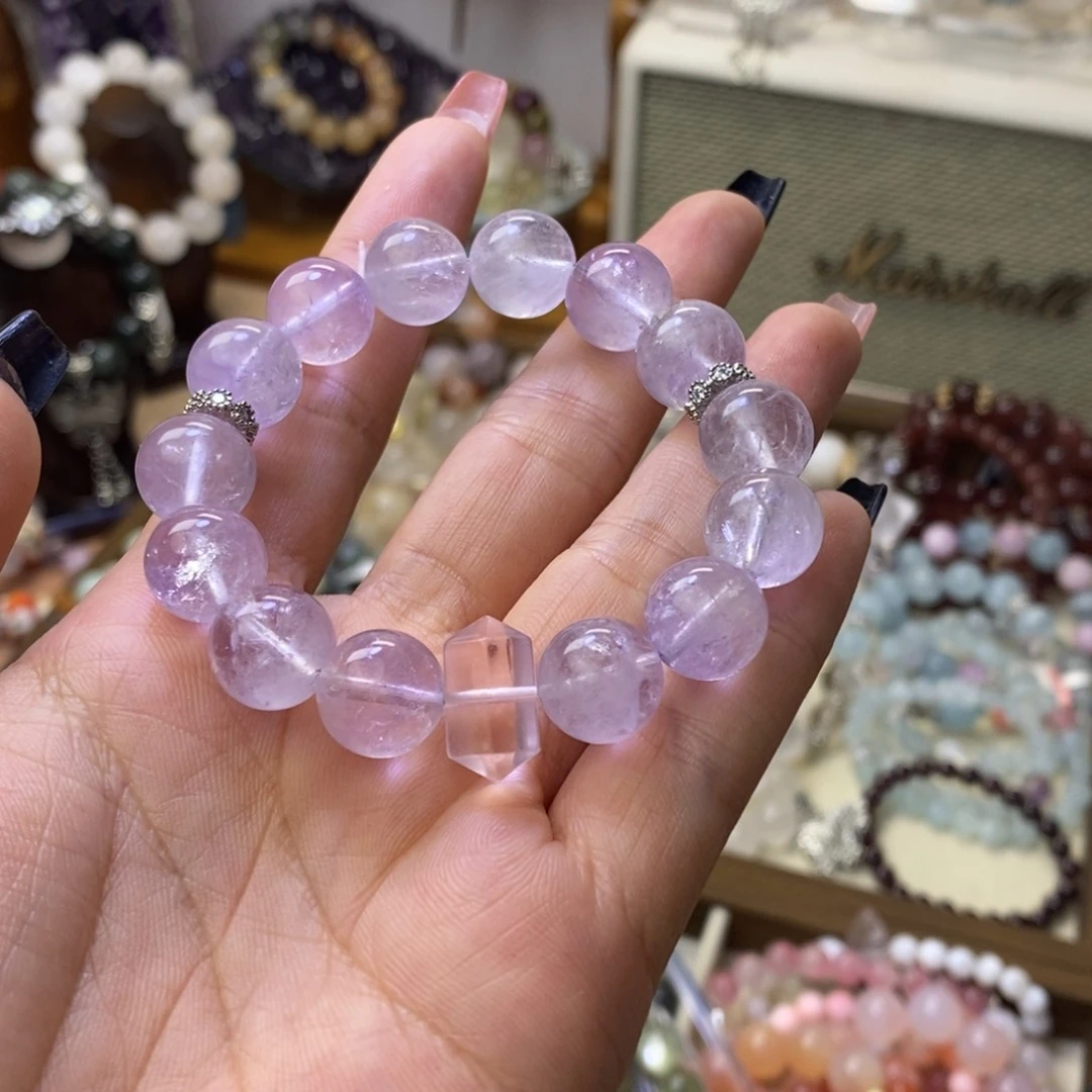 水晶手链合金紫色12mm薰衣草