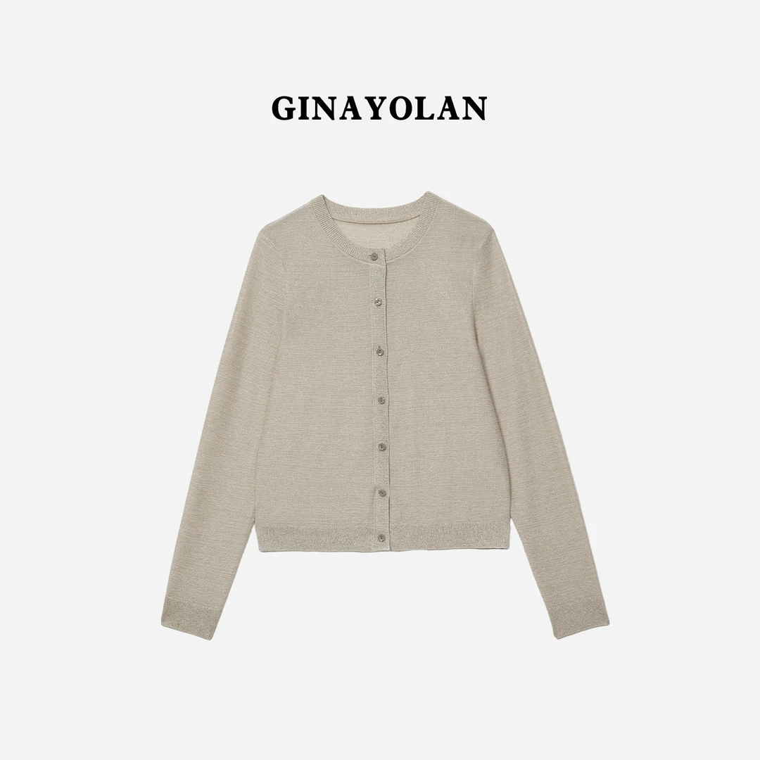 GINAYOLAN/瑾颜 | 意大利进口亮闪面料亮闪时尚长袖针织开衫