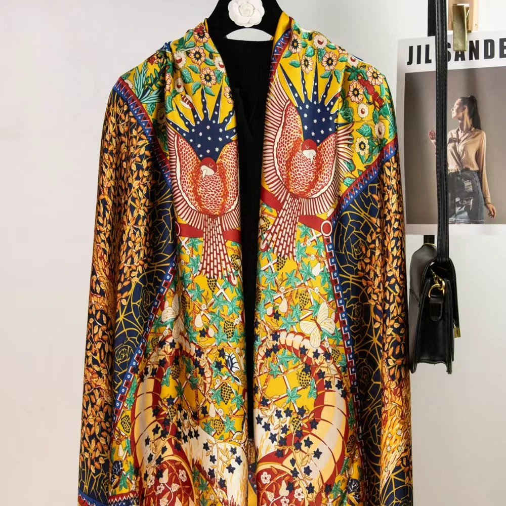 SJ193繁花雀影80*180丝巾围巾