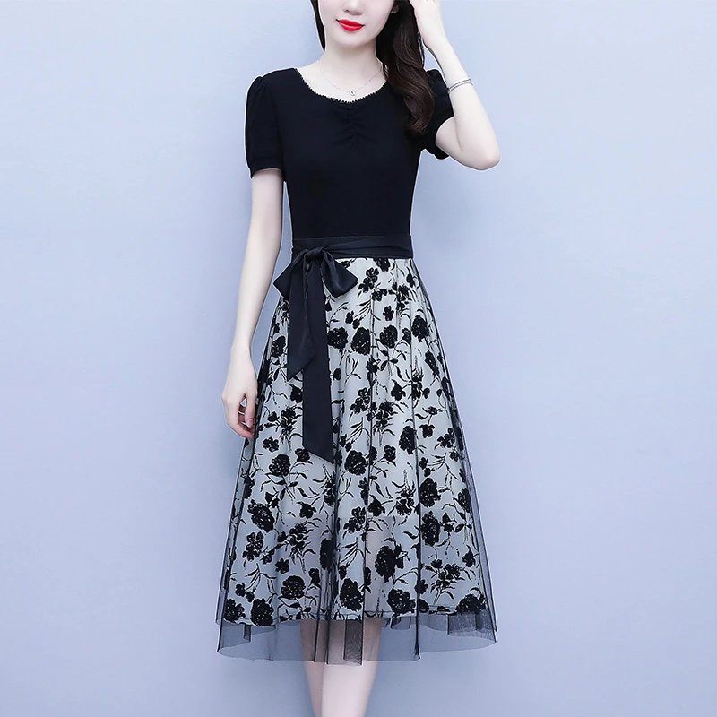 高端上档次夏季裙子2025时尚小个子显瘦遮肉洋气高腰新款连衣裙女